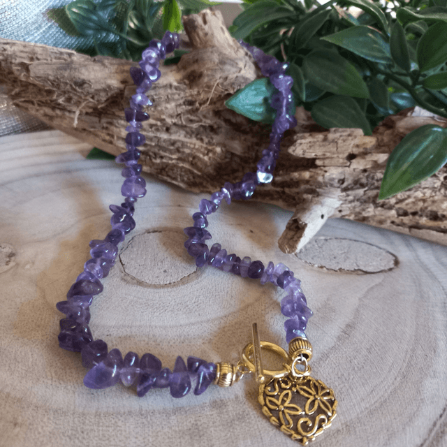 Collier en perles chips Amethyste