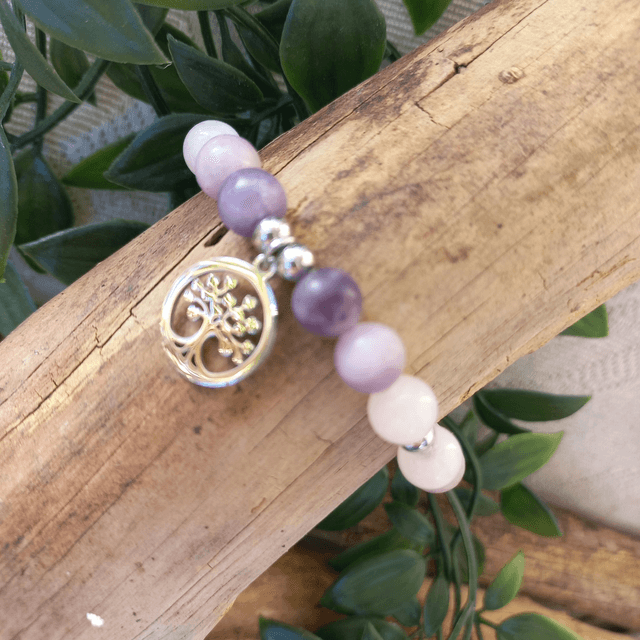 Bracelet en Lepidolite et Quartz rose