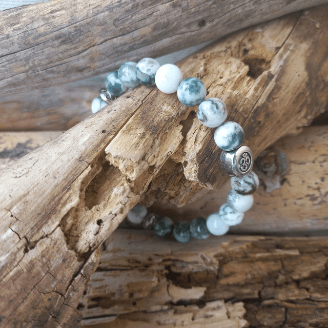 Bracelet en Howlite et Agate arbre